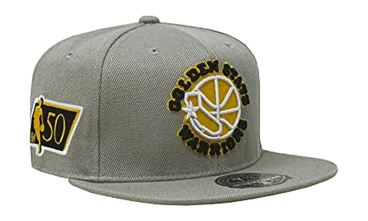 NBA Hardwood Classics Fitted Cap Golden State Warriors - Sunny Gray 6HSFDX21134 GSWGREY