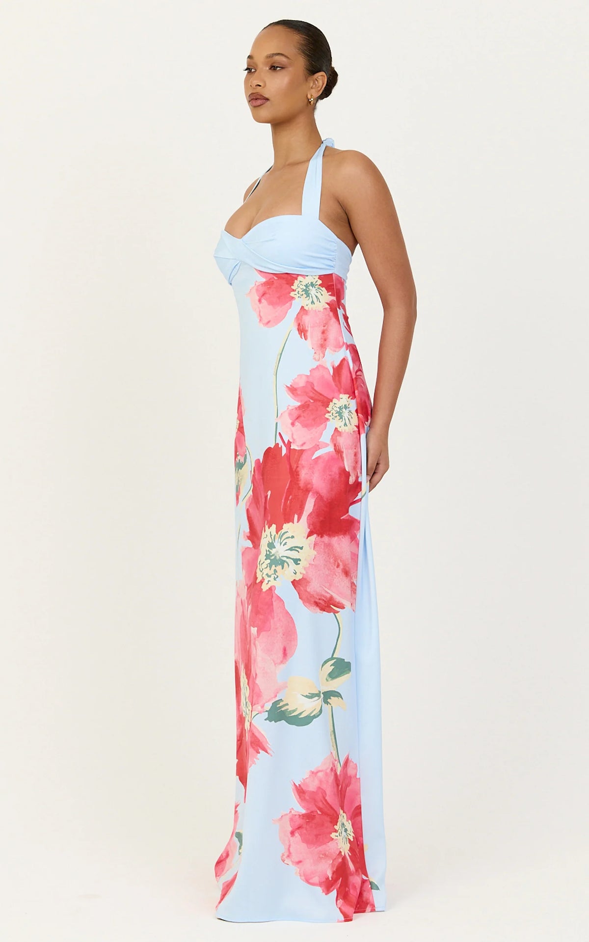 Luciana Maxi Dress - Halter Neck Twist Front Dress in Luciana Floral Print