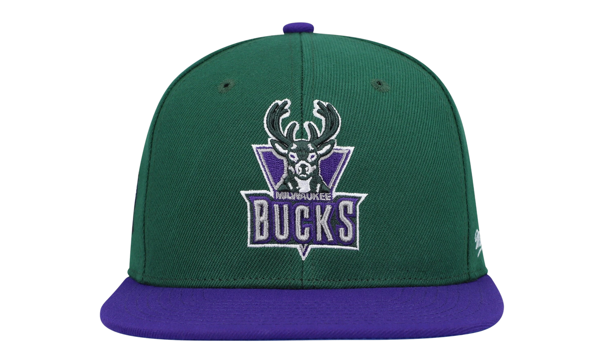 NBA Coast 2 Coast Fitted Cap Milwaukee Bucks - Green / Purple 6HSFSH22051 MBUGREN