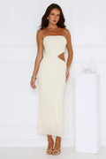 Perfect Vacay Strapless Mesh Maxi Dress Yellow