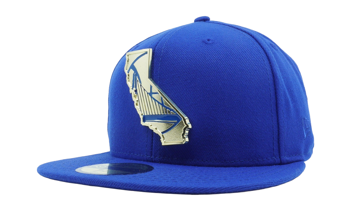 59FIFTY Golden State Warriors Gold State Metal Badge Fitted Hat Royal Blue NE1152