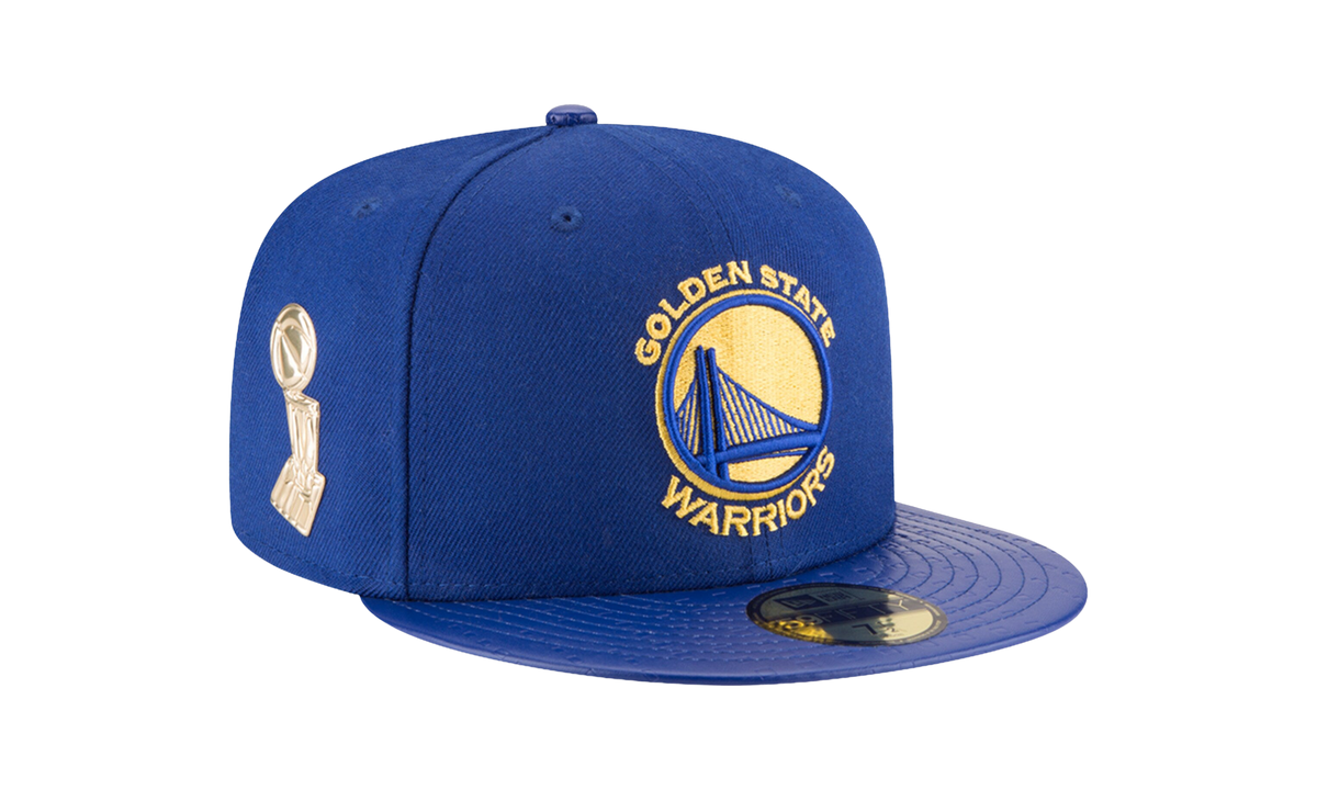 59FIFTY Golden State Warriors Trophy Champ Fitted Hat Blue / Yellow - Under Brim NE599