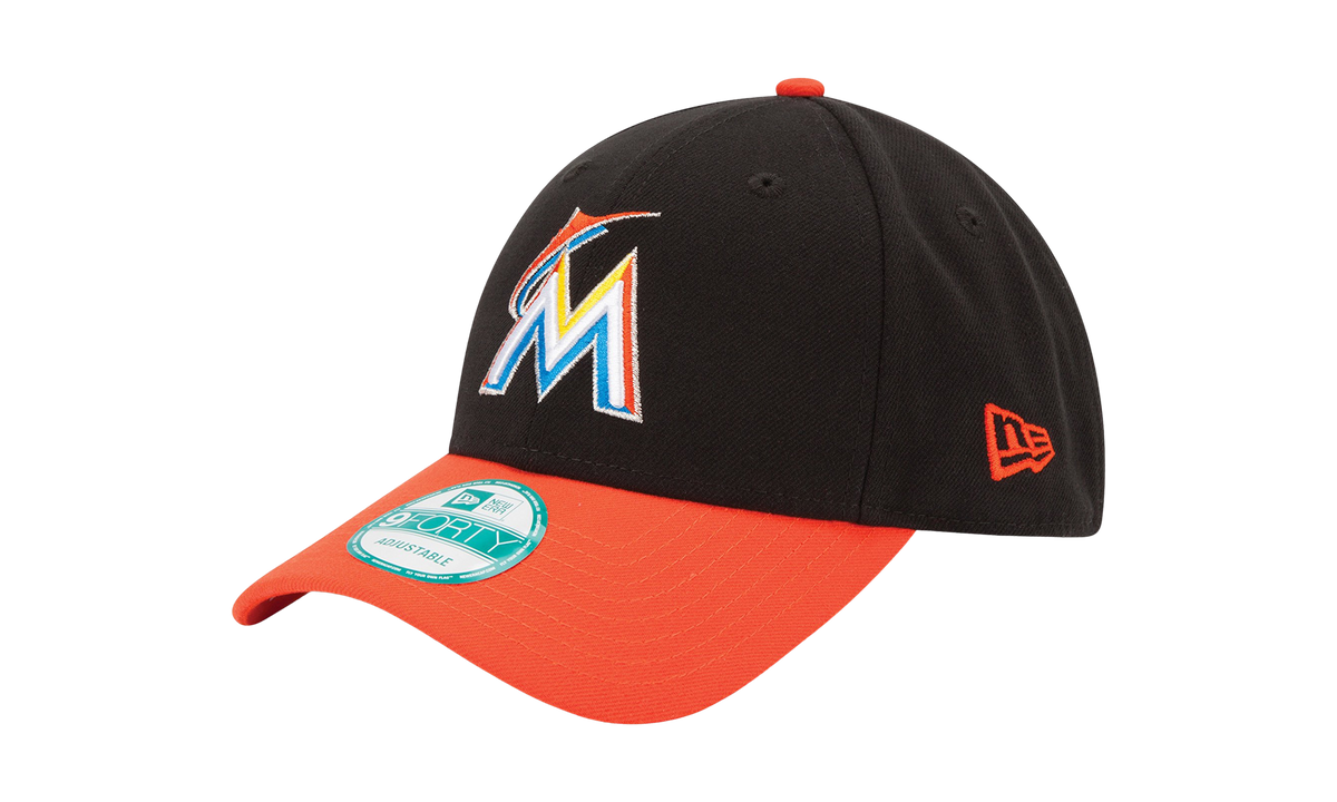 9FORTY Miami Marlins 2Tone The League Adjustable Hat Black / Burnt Orange - Brim NE557
