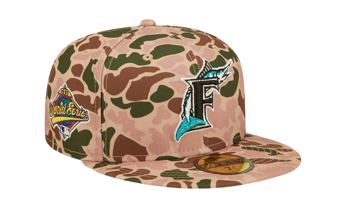 59FIFTY Miami Marlins 1997 World Series Duck Camo Fitted Hat Duck Camo / Orange - Brim NE806
