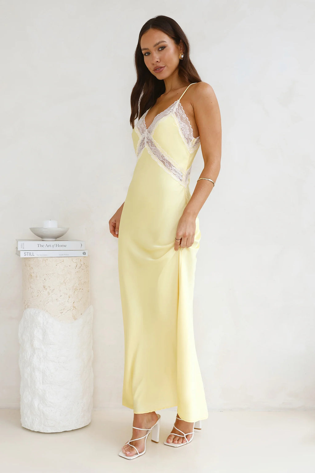 Ultimate Love Satin Slip Maxi Dress Yellow