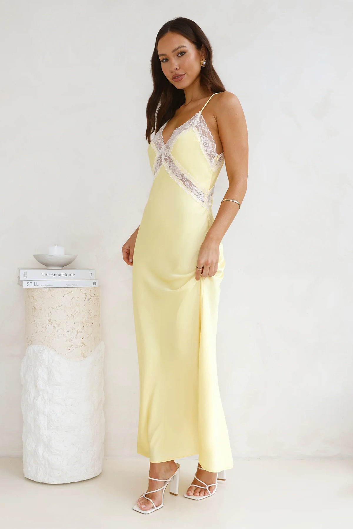 Ultimate Love Satin Slip Maxi Dress Yellow