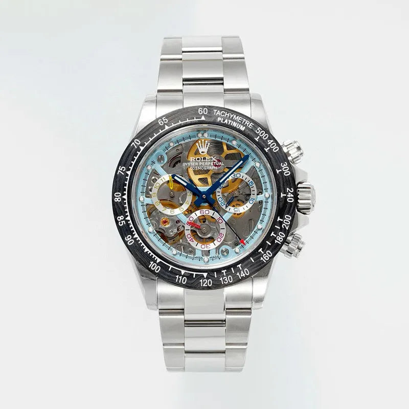 Rolex Men's Skeleton Dial Ceramic Bezel Steel Strap Mechanical Watch #97792