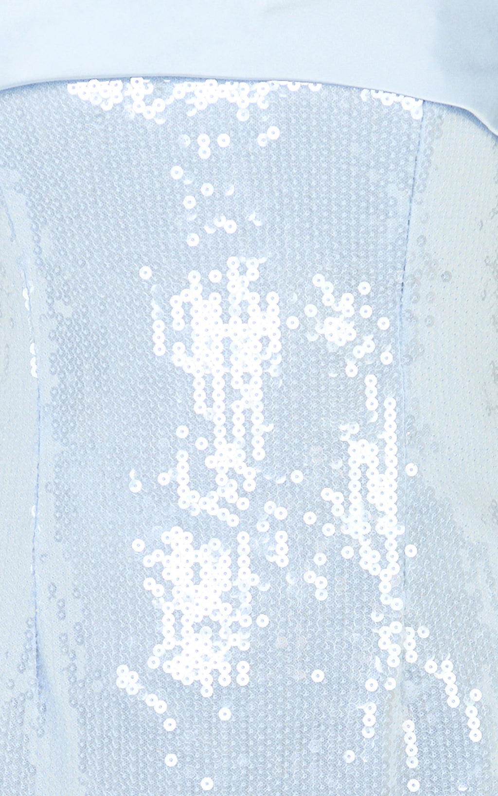 Orae Mini Dress - Strapless Sequin Dress With Contrast Satin Bust Overlay in Blue