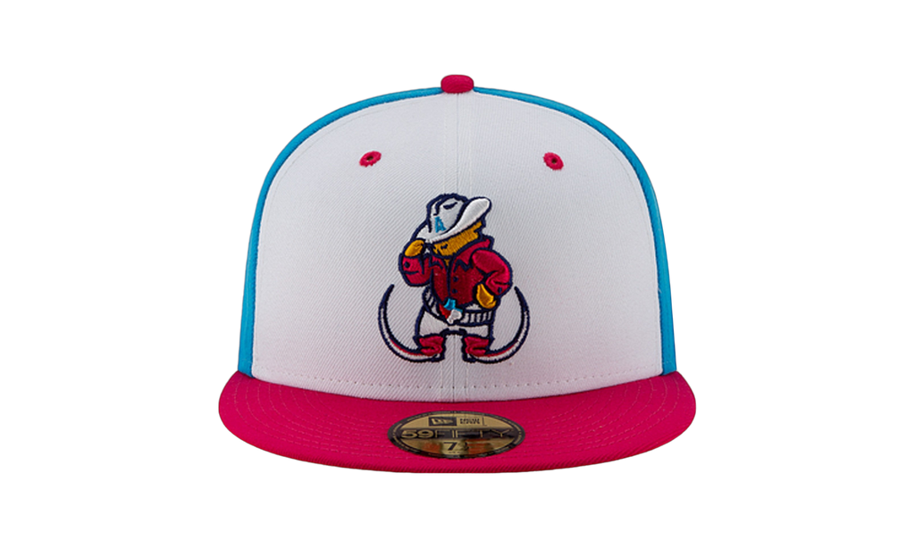 59FIFTY Amarillo Theme Night Amarillo Sod Poodles 'Pointy Botas' Fitted Hat White and Sky Blue / Hot Pink - Brim NE747