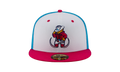 59FIFTY Amarillo Theme Night Amarillo Sod Poodles 'Pointy Botas' Fitted Hat White and Sky Blue / Hot Pink - Brim NE747