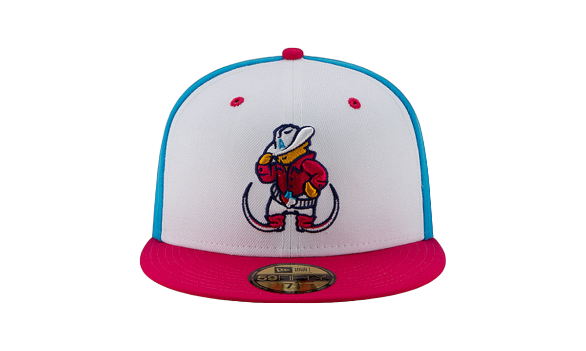 59FIFTY Amarillo Theme Night Amarillo Sod Poodles 'Pointy Botas' Fitted Hat White and Sky Blue / Hot Pink - Brim NE747