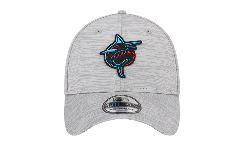 39THIRTY Miami Marlins Clubhouse Flex Fit Hat Heather Grey / Black - Brim NE857