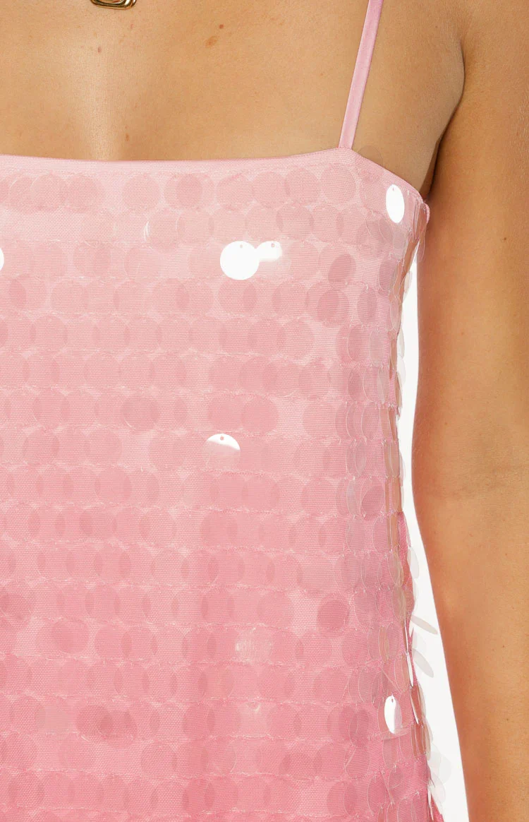 LADIESSTREETX Rosé Ombre Sequin Mini Dress