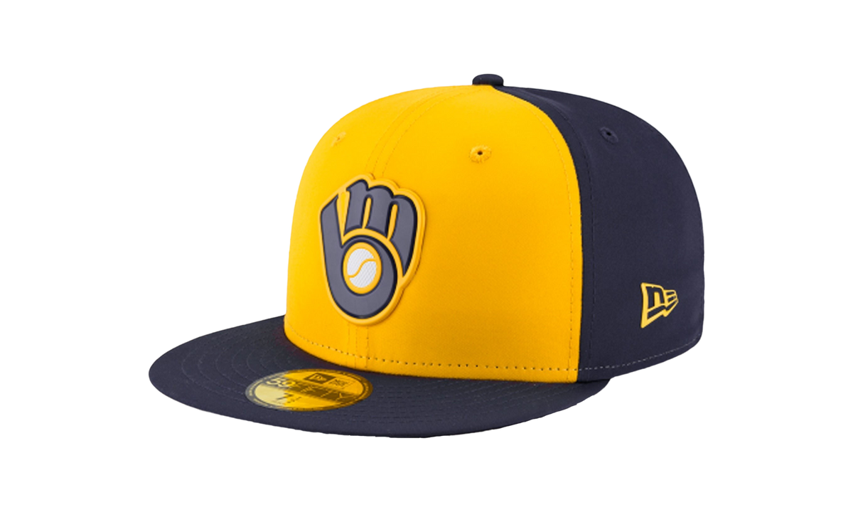 59FIFTY Milwaukee Brewers Authentic BP Fitted Hat Yellow / Navy - Brim NE654