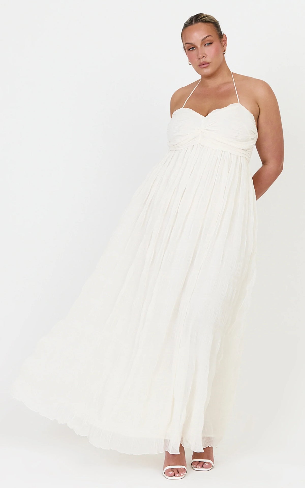 Lani Maxi Dress - Lace Back Shirred Maxi Dress in Cream