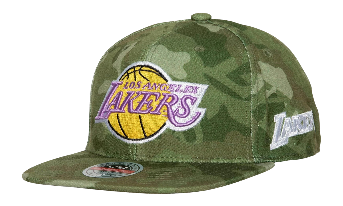 NBA Hardwood Classics Camo Stretch Fitted Cap Los Angeles Lakers - Green HHSB4337 LALYYPPPGREN