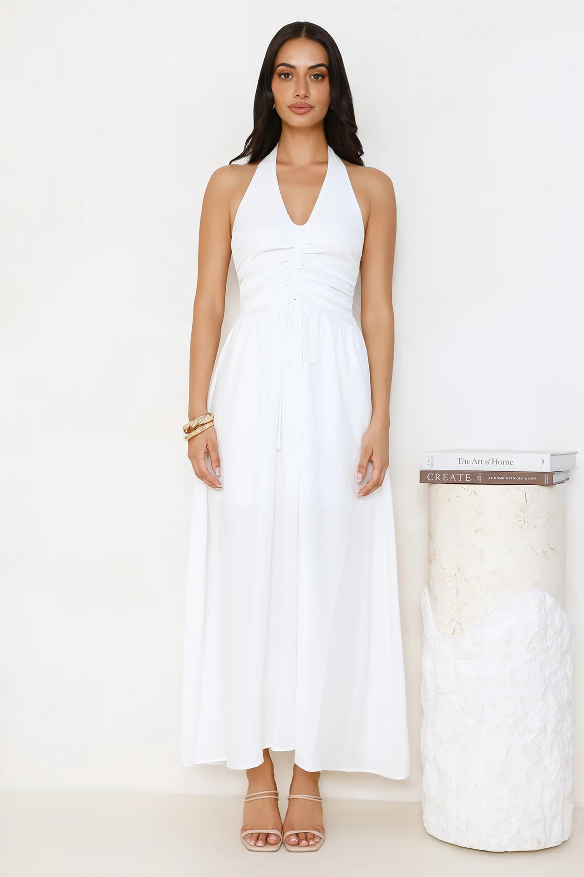 Ocean Kiss Halter Maxi Dress White