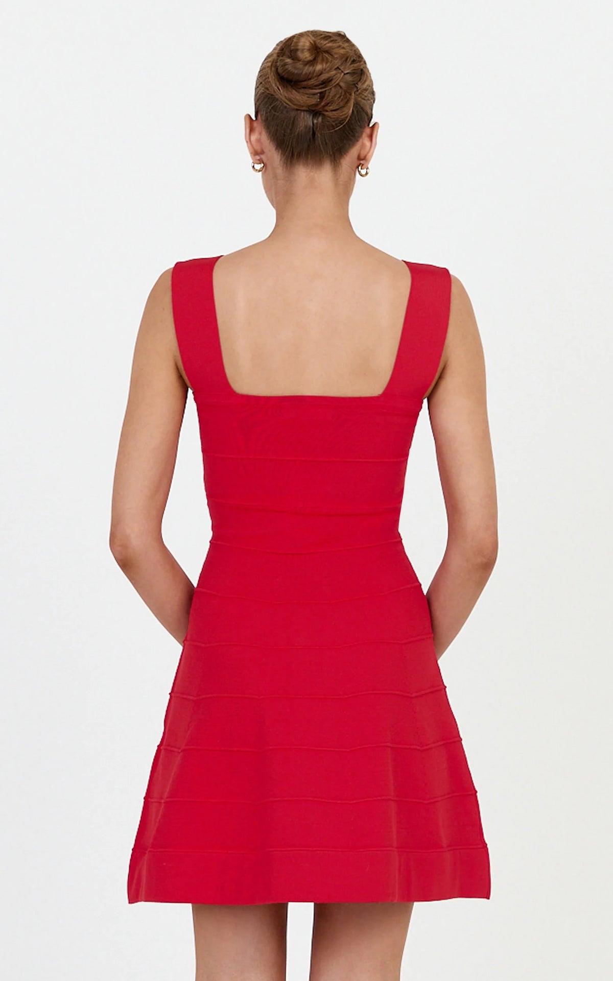 Scarlett Mini Dress - Fit and Flare Bandage Dress in Red