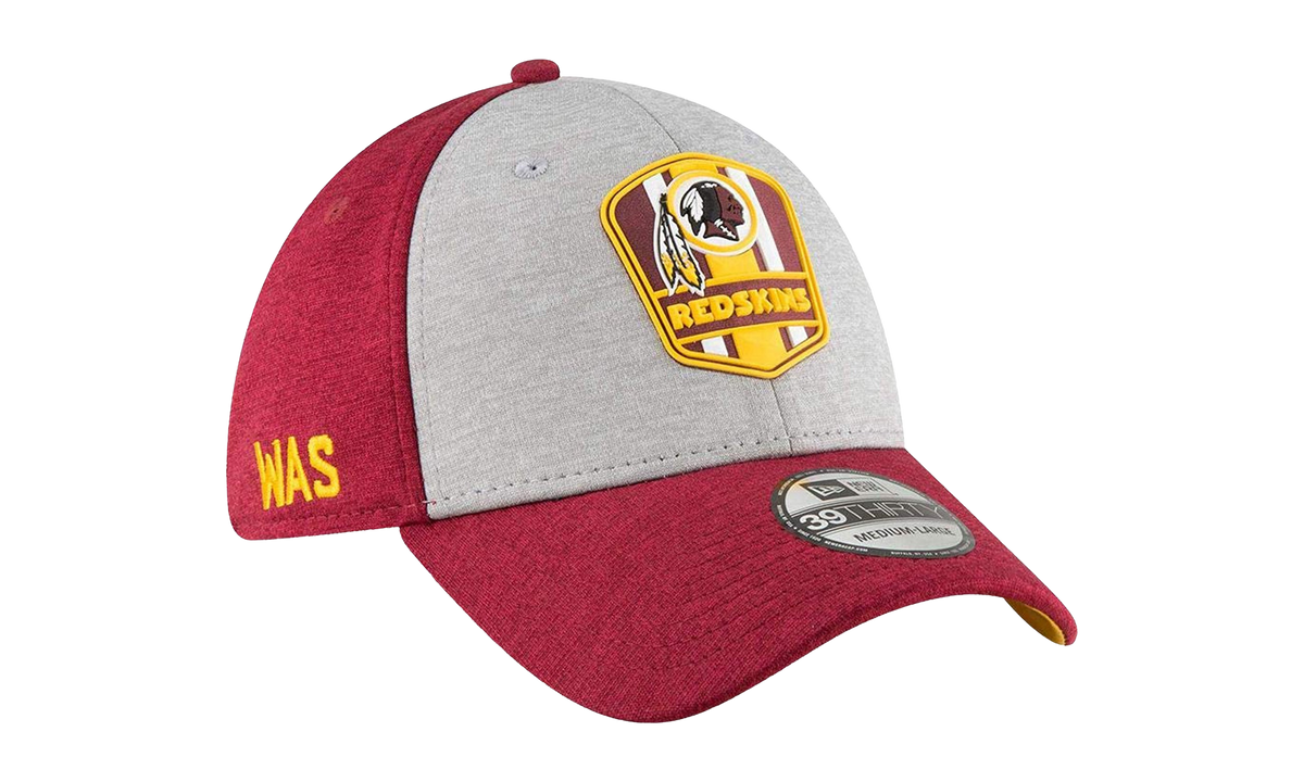 39THIRTY Washington Redskins Authentic On-Field Flex Fit Hat Heather Grey and Red / Yellow - Under Brim NE671