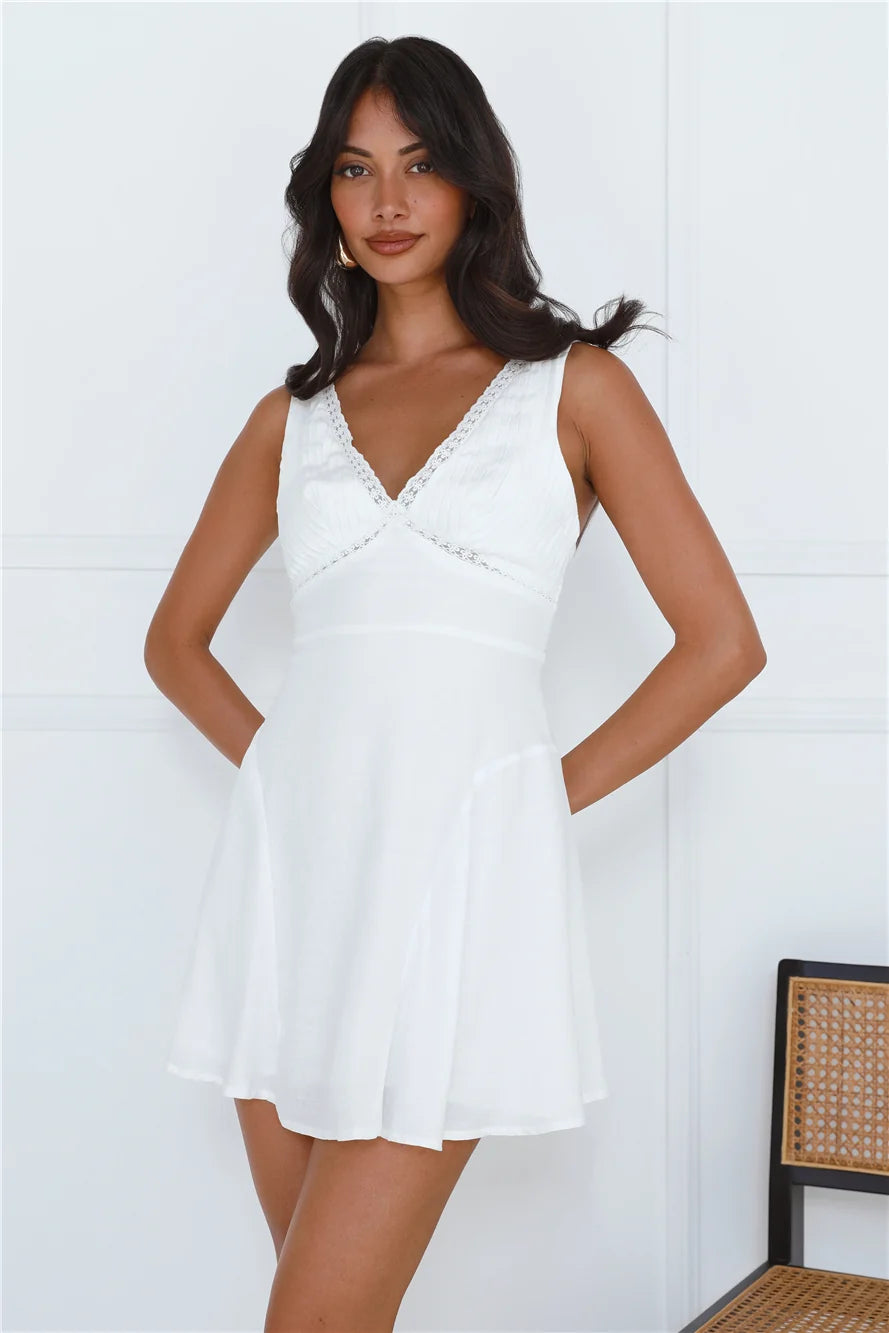 Dreaming Of Flowers Mini Dress White
