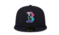 59FIFTY Boston Red Sox 2004 World Series Polar Lights Fitted Hat Navy / Hot Pink - Brim NE850