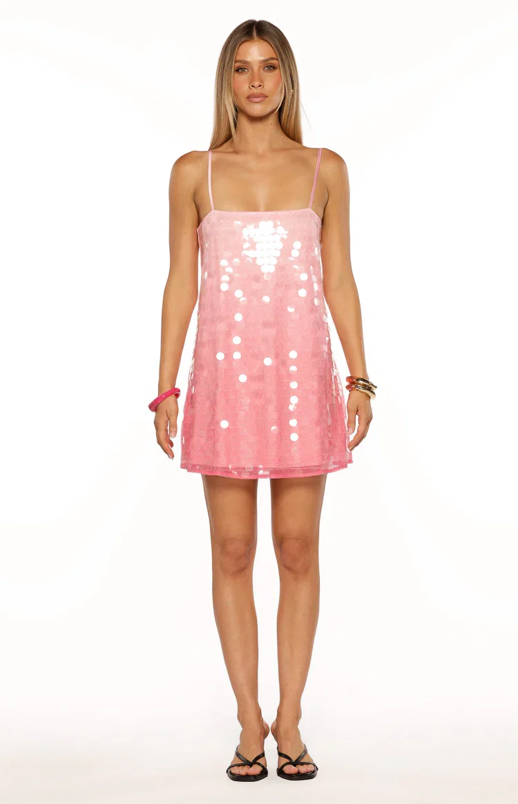 LADIESSTREETX Rosé Ombre Sequin Mini Dress
