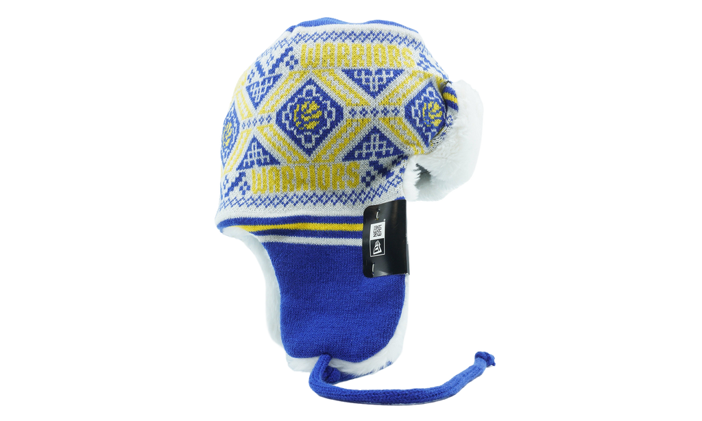 Golden State Warriors Festive Trapper Beanie Blue / White / Yellow NE1137
