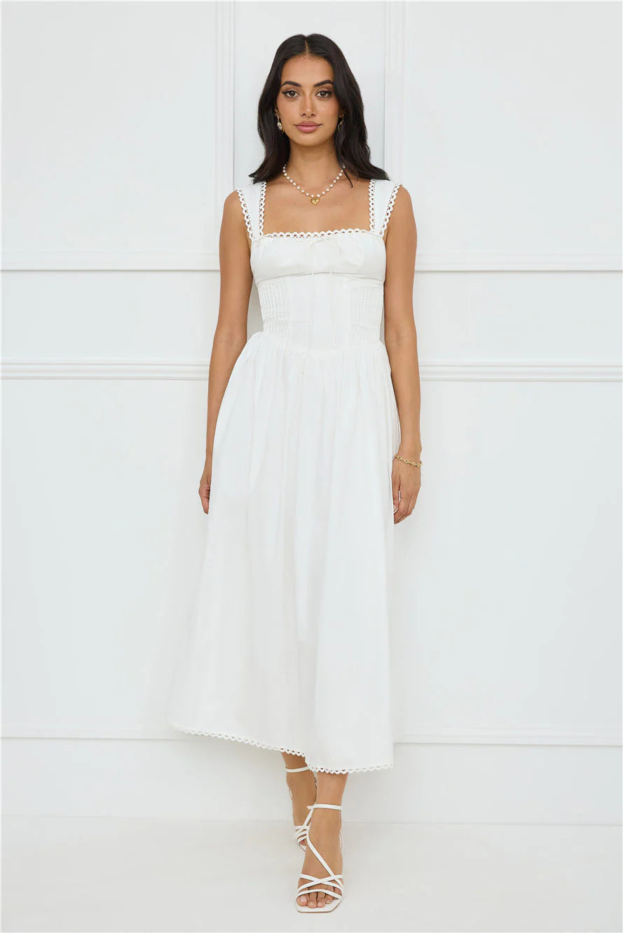 Luxe Serene Midi Dress White