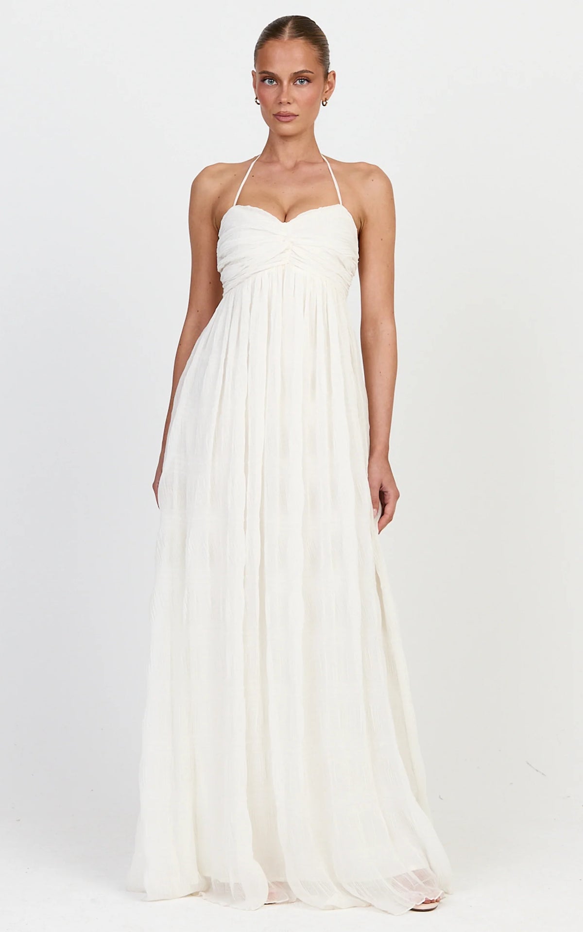 Lani Maxi Dress - Lace Back Shirred Maxi Dress in Cream