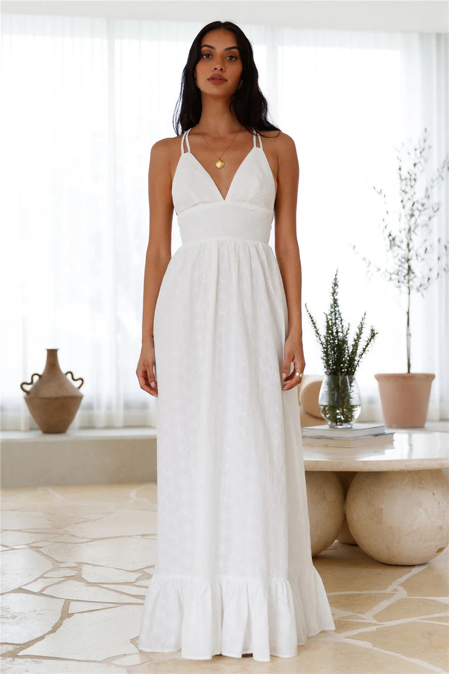 Crystal Clarity Maxi Dress White