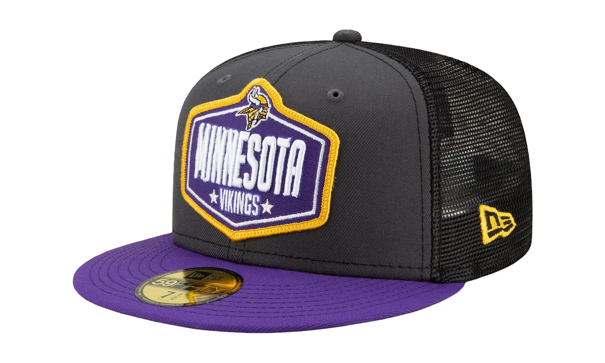 59FIFTY Minnesota Vikings 2021 Draft Fitted Hat Graphite and Black / Purple - Brim NE785