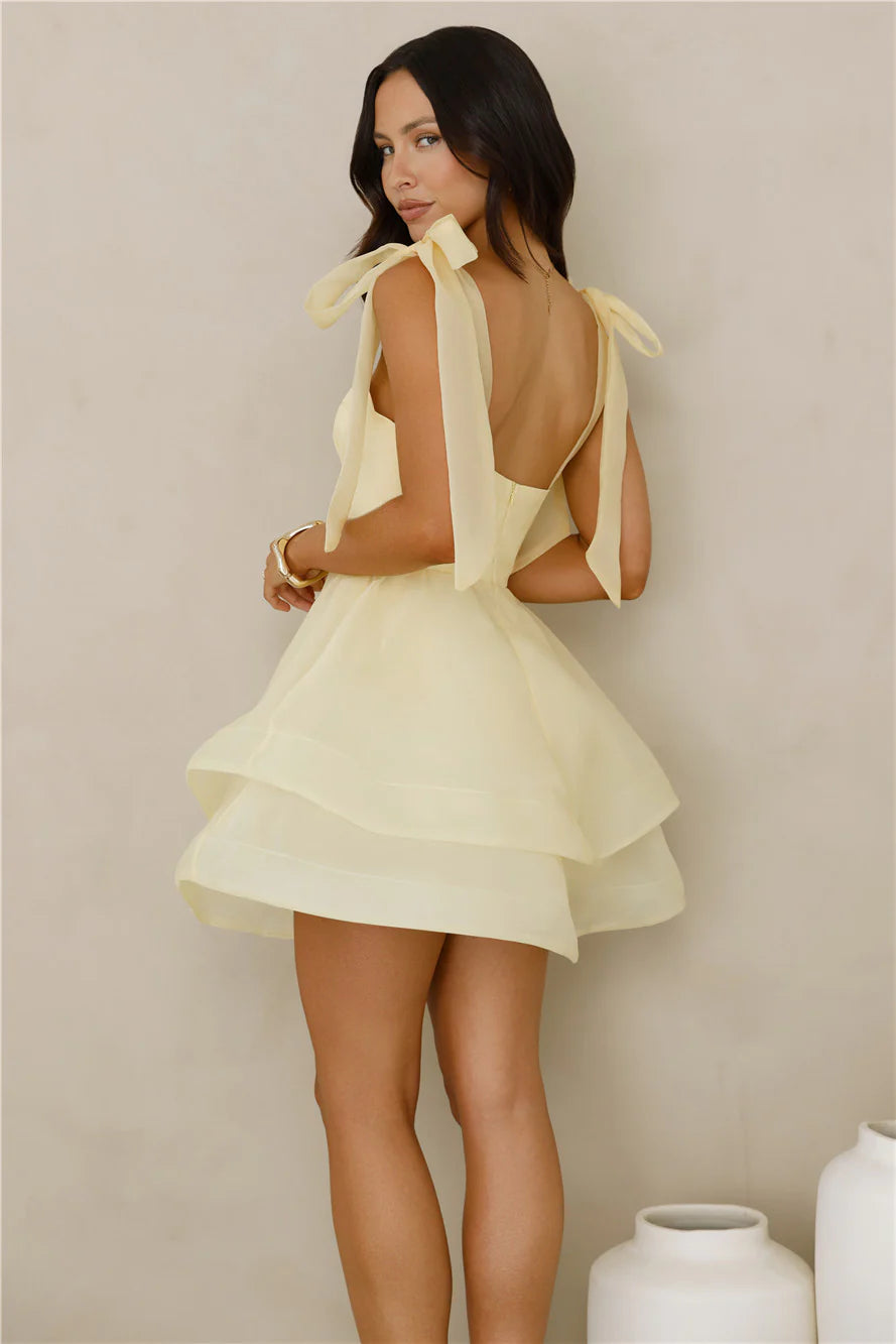 Twirl Society Mini Dress Yellow