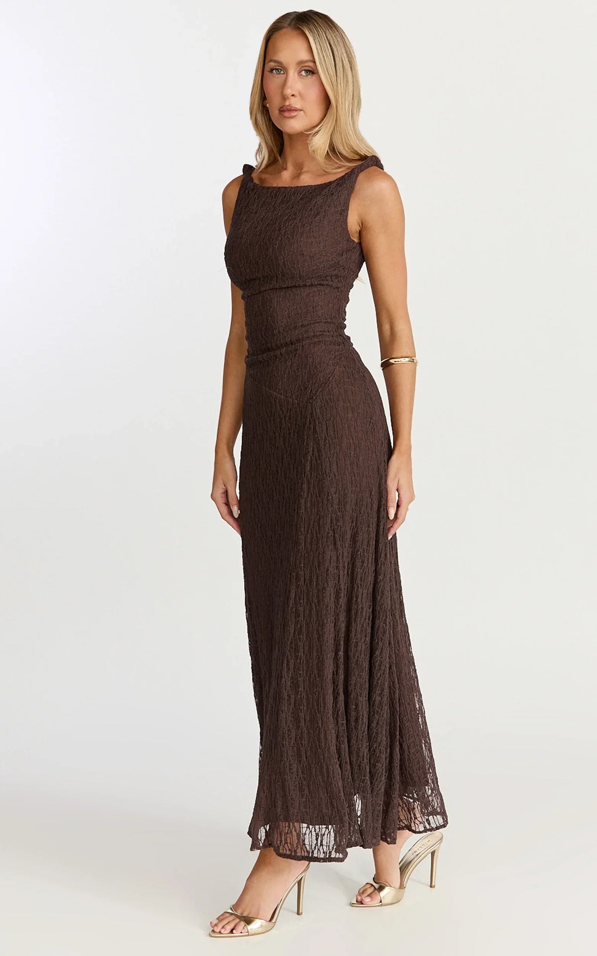 LADIESSTREETX Cocoa Column Asymmetry Midi Dress