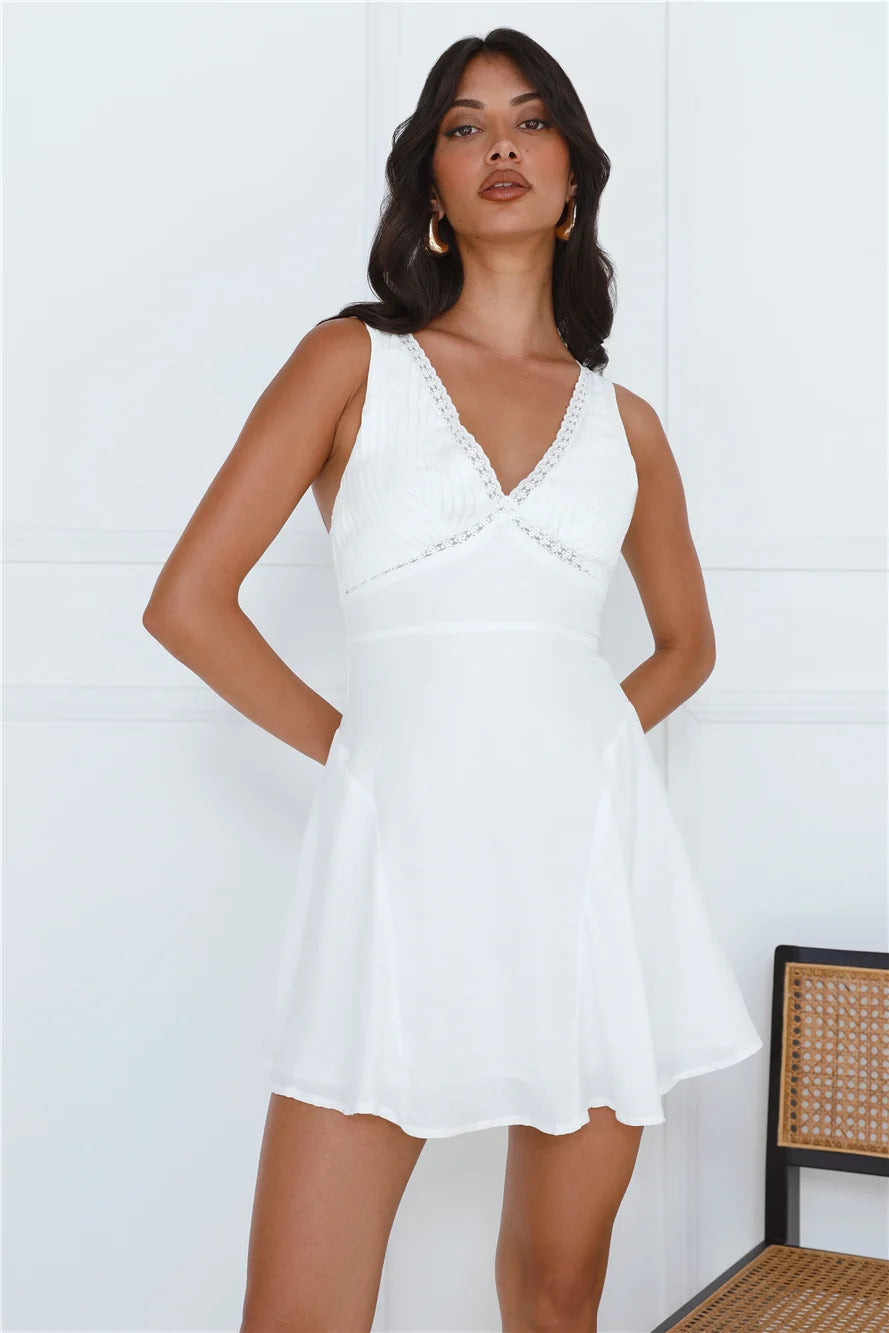 Dreaming Of Flowers Mini Dress White