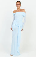 Waverly Maxi Dress - Long Sleeve Off Shoulder Dress in Blue