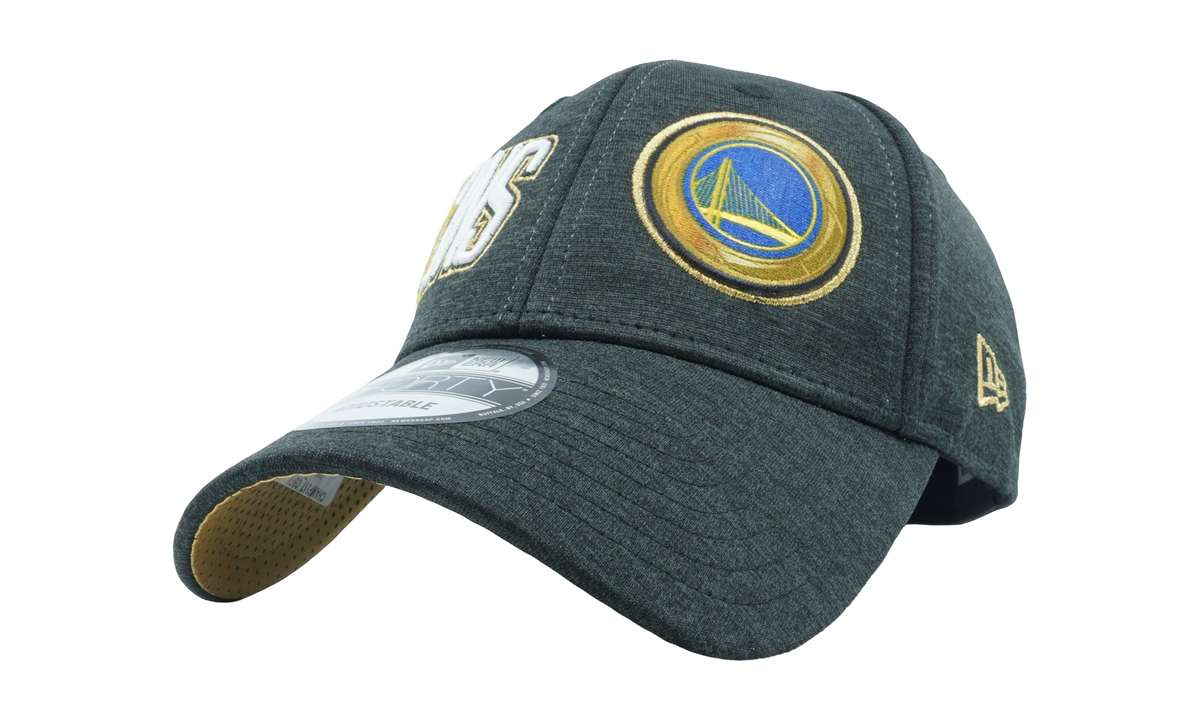 9FORTY Golden State Warriors 2017 Champions Snapback Hat Heather Grey / Yellow and Black Pixels - Under Brim NE1158