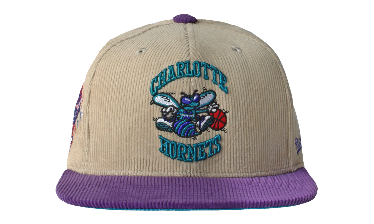 NBA Hardwood Classics 2-Tone Team Cord Fitted Cap Charlotte Hornets - Off White HHSF5812 CHOYYPPPOFWH