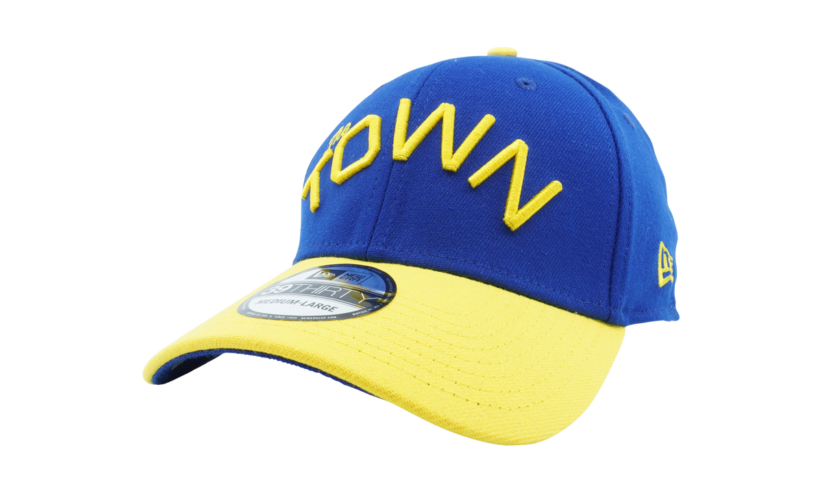 39THIRTY Golden State Warriors 'The Town' Fitted Hat Yellow and Blue / Blue - Under Brim NE994