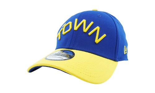 39THIRTY Golden State Warriors 'The Town' Fitted Hat Yellow and Blue / Blue - Under Brim NE994