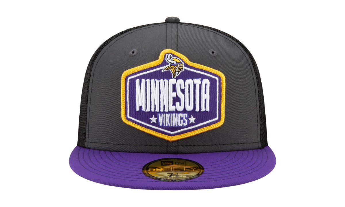 59FIFTY Minnesota Vikings 2021 Draft Fitted Hat Graphite and Black / Purple - Brim NE785