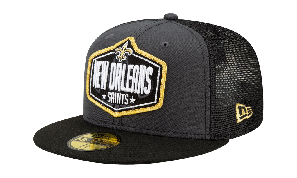 59FIFTY New Orleans Saints 2021 Draft Fitted Hat Graphite and Black / Black - Brim NE787
