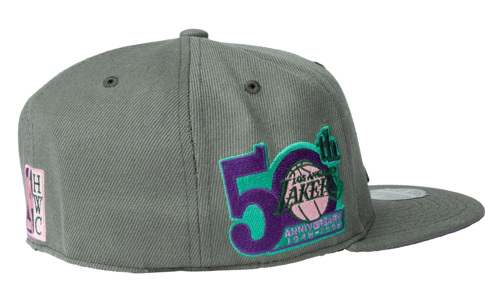 NBA Hardwood Classics From Dusk Fitted Cap Los Angeles Lakers - Dark Grey 6HSFSH21422 LALDKGY