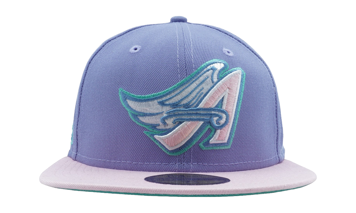 59FIFTY Anaheim Angels 50th Anniversary Fitted Hat Lavender / Pink - Brim NE1083