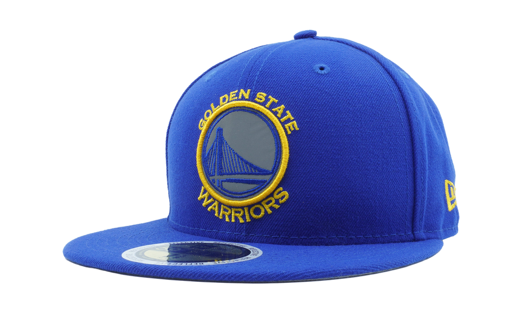 59FIFTY Golden State Warriors Flected Team Trim OTC Fitted Hat Royal Blue NE1139