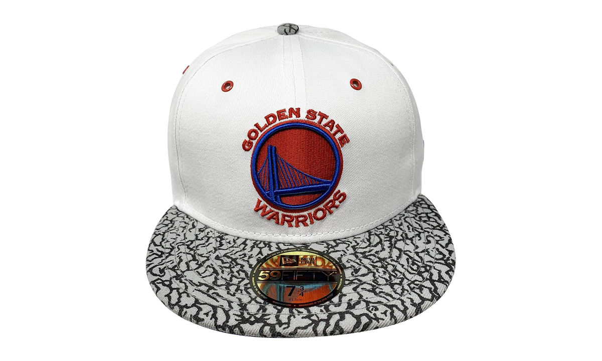 59FIFTY Golden State Warriors Kicks Hook Fitted Hat White / Grey and Black Elephant Print - Brim NE598