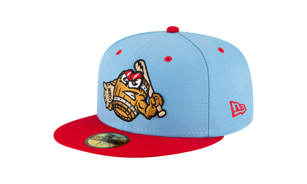 59FIFTY Louisville Bats Mashers Theme Night Fitted Hat Sky Blue / Red - Brim NE776