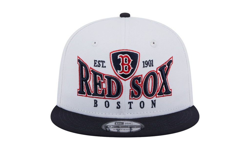 9FIFTY Boston Red Sox Crest Stack Snapback Hat White / Navy - Brim NE877