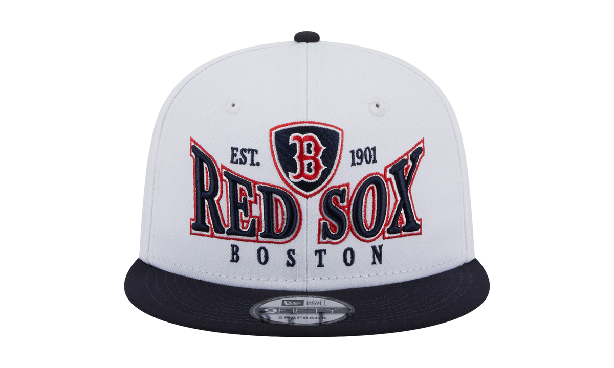 9FIFTY Boston Red Sox Crest Stack Snapback Hat White / Navy - Brim NE877