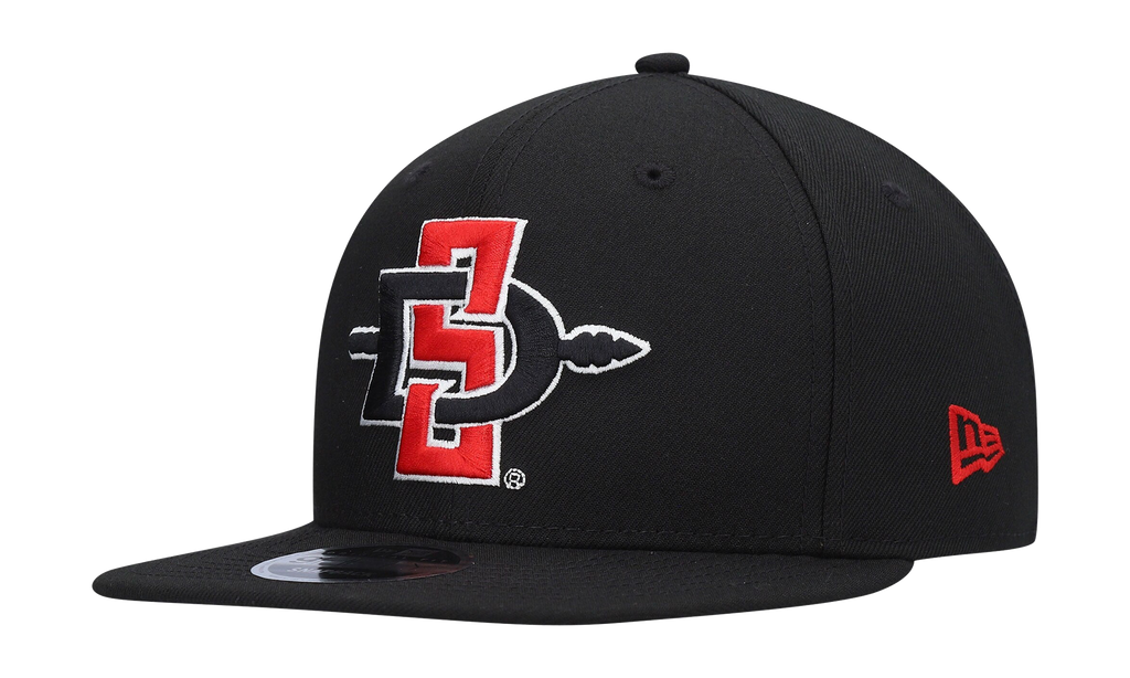 9FIFTY San Diego State Aztecs Snapback Hat Black / Black and Red - Logo NE1014