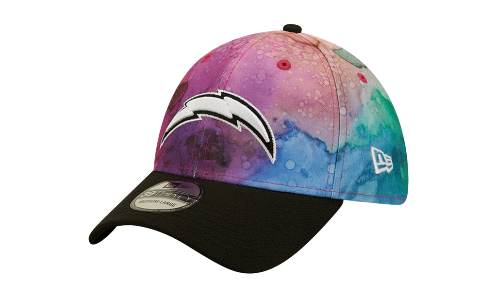 39THIRTY Los Angeles Chargers Crucial Catch Flex Fit Hat Multicolor Watercolor Design Crown / Black Visor NE842